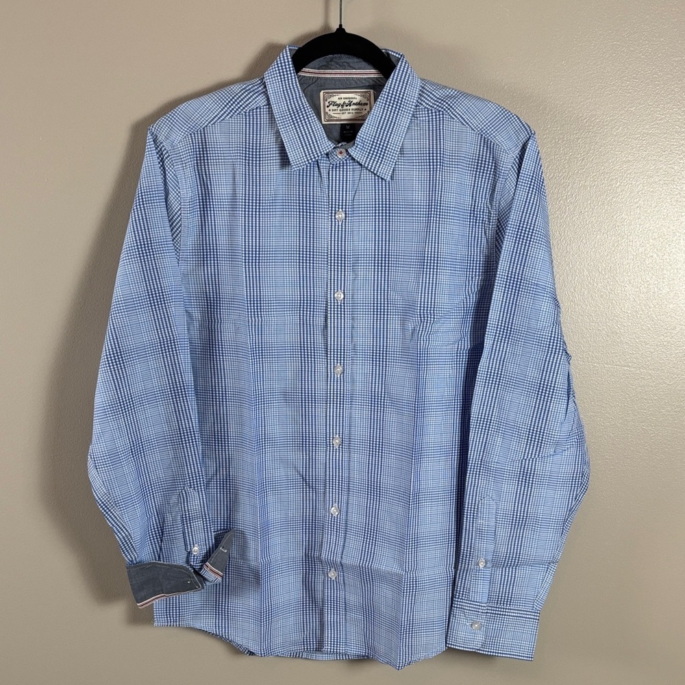 NWT Flag & Anthem Light Blue Checkered Button-Down Shirt